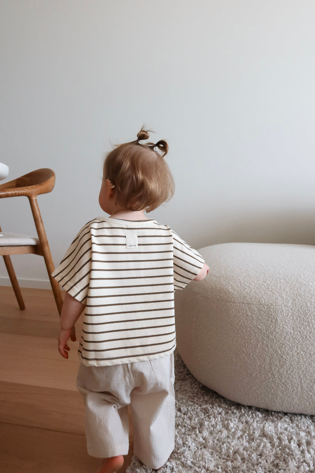 Oversized Striped Tee - Creme
