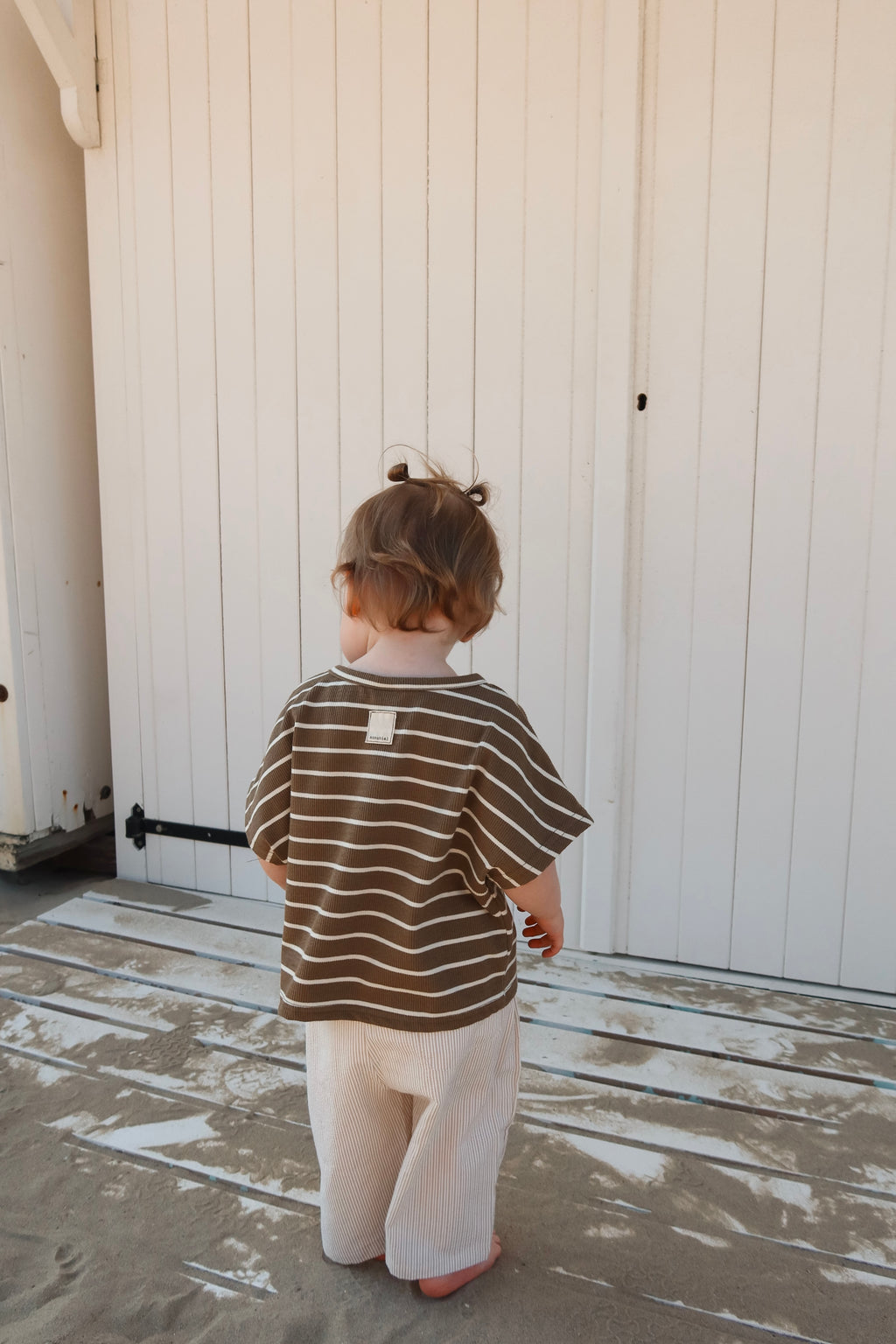 Oversized Striped Tee - Khaki