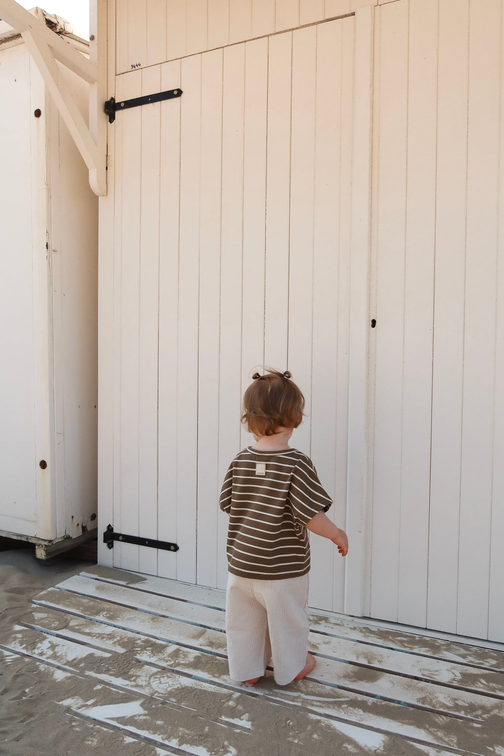 Striped wide pants - Beige