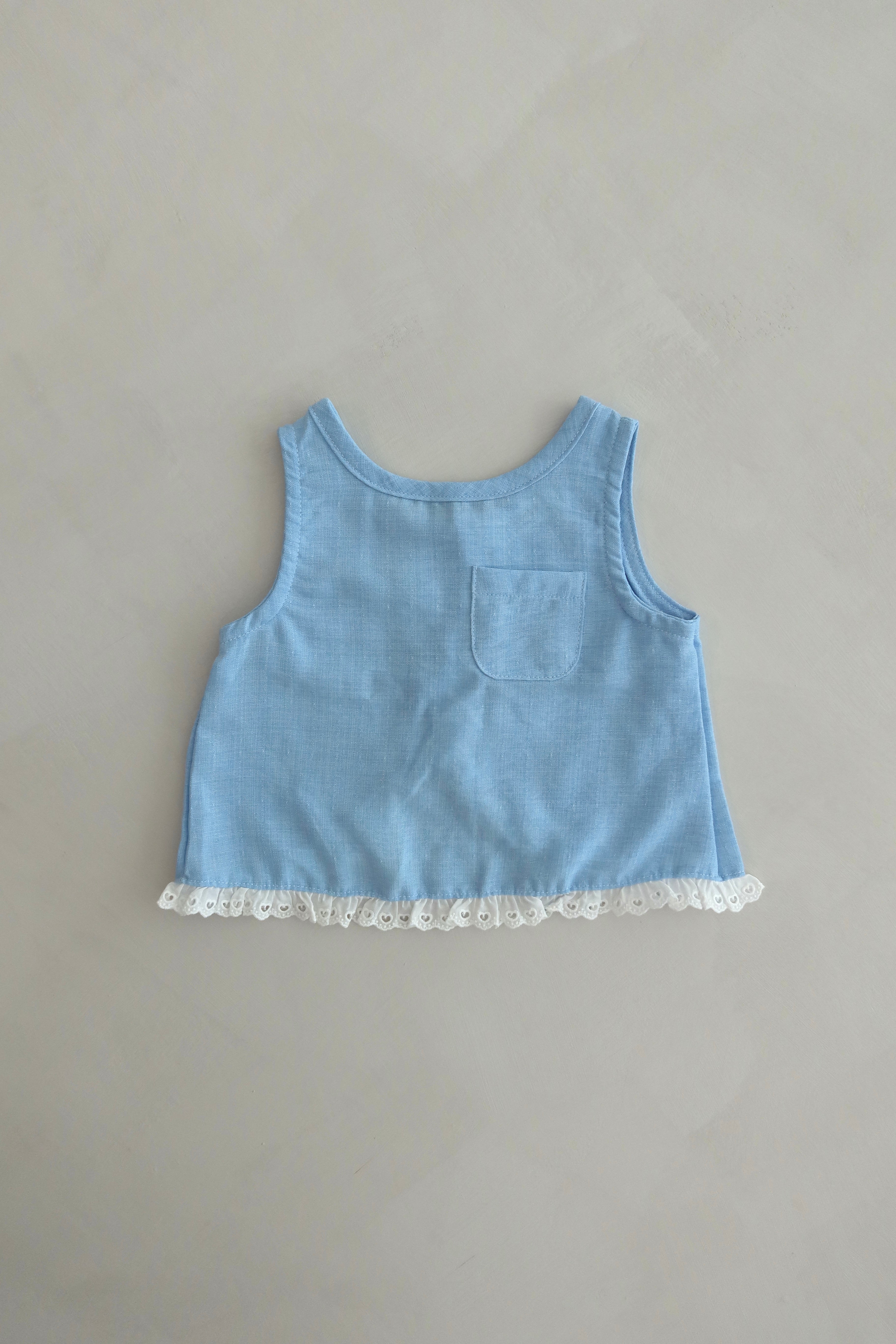 Slit blouse - Blue