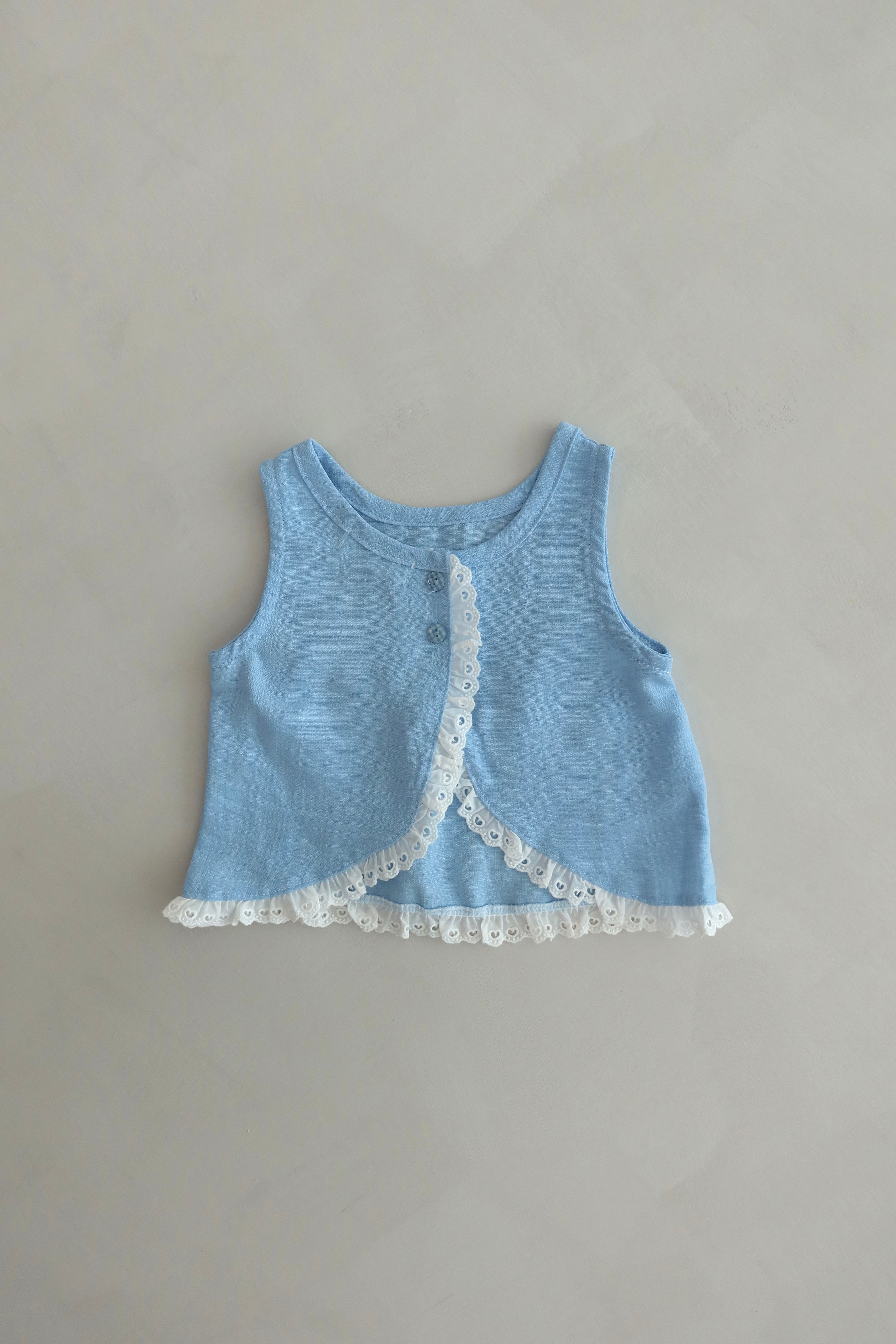 Slit blouse - Blue