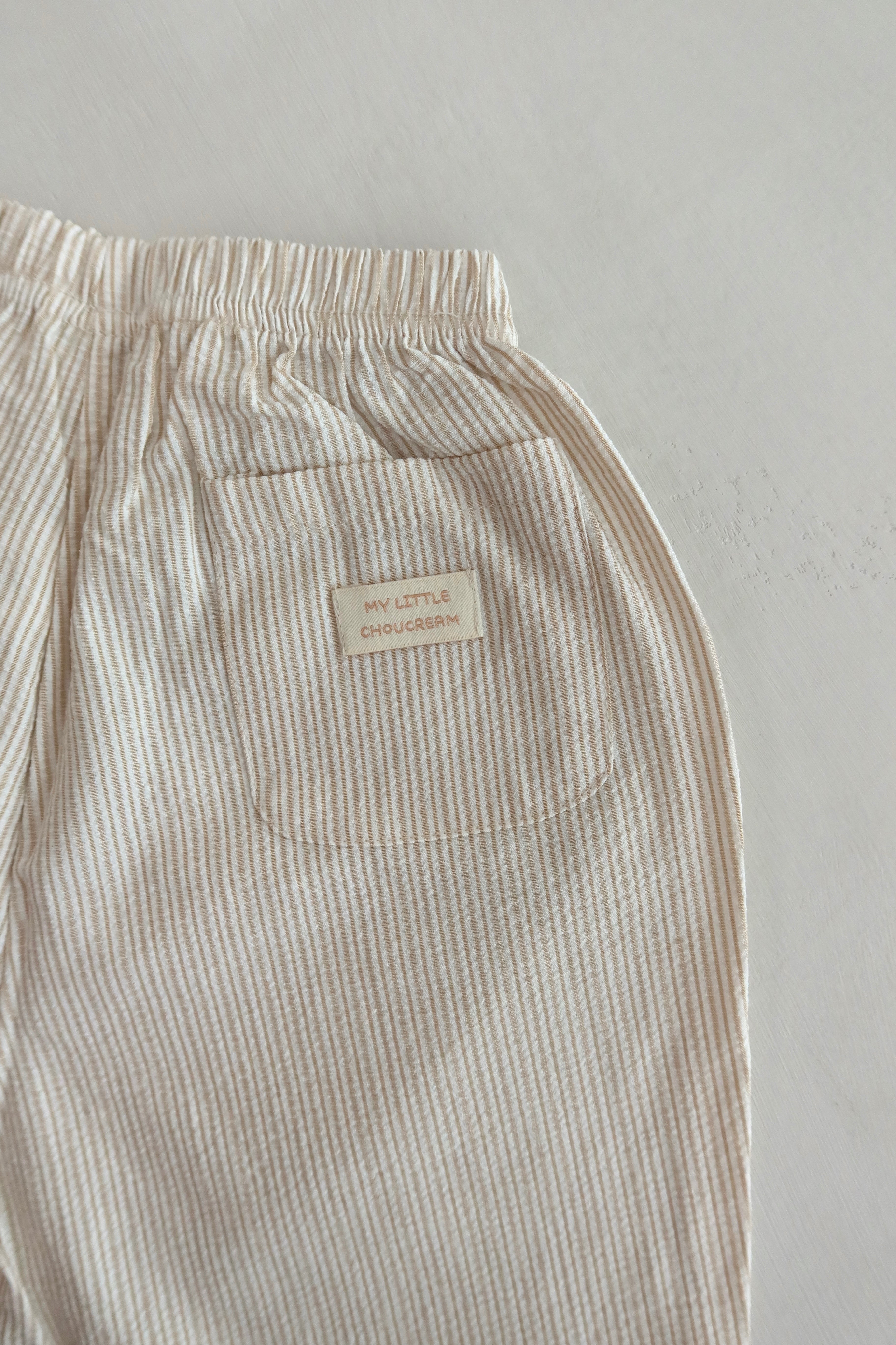 Striped wide pants - Beige