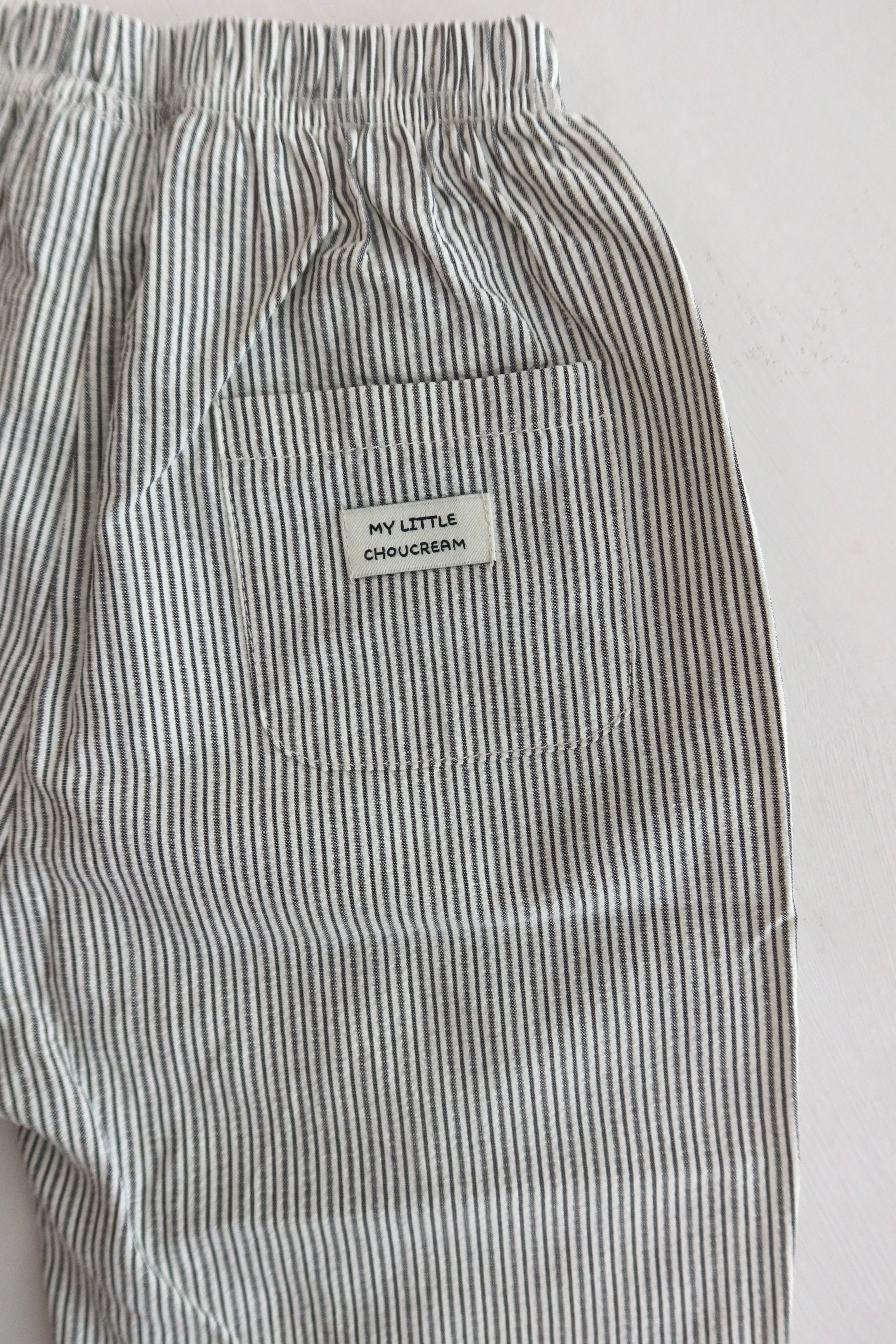 Striped wide pants - Black