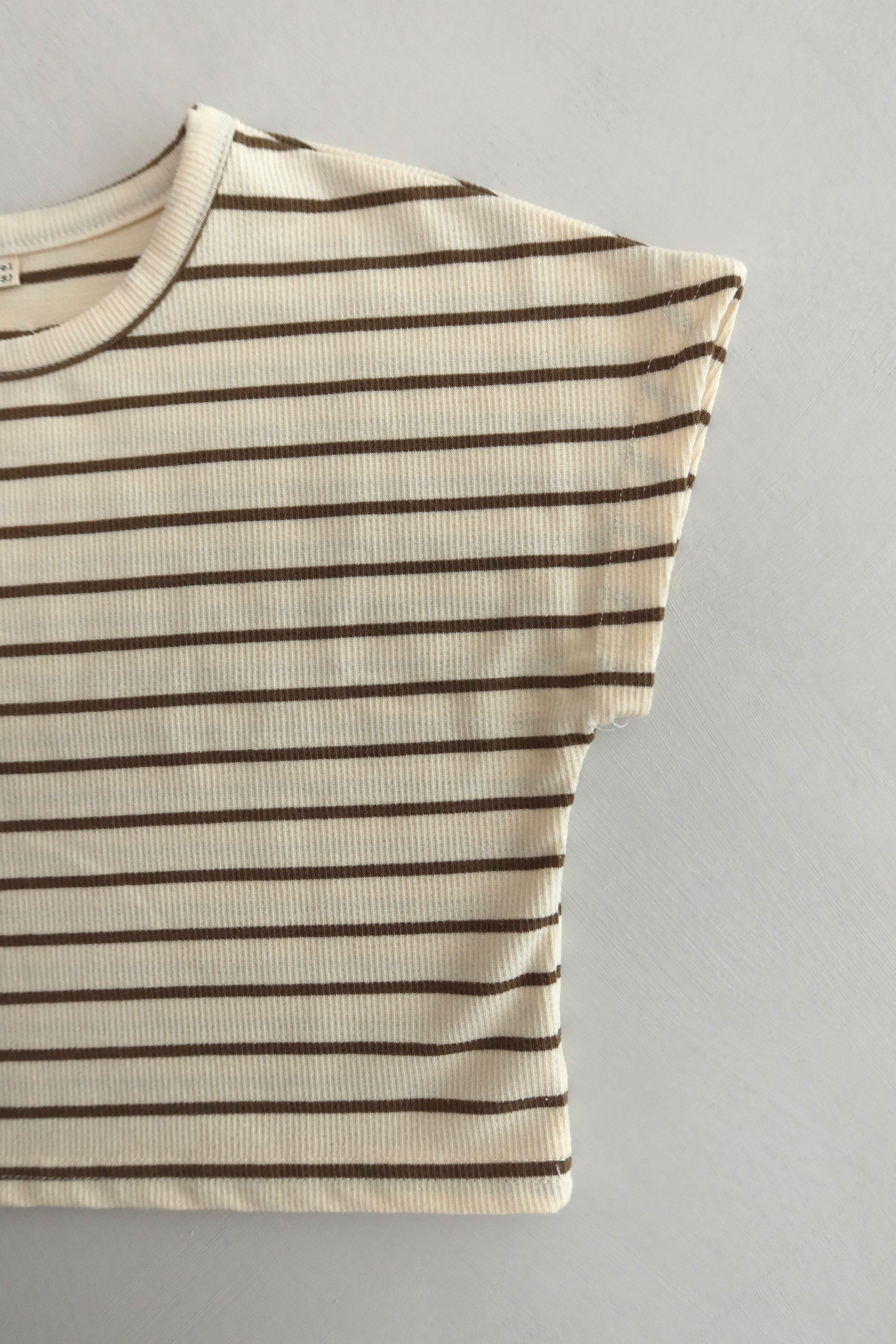 Oversized Striped Tee - Creme
