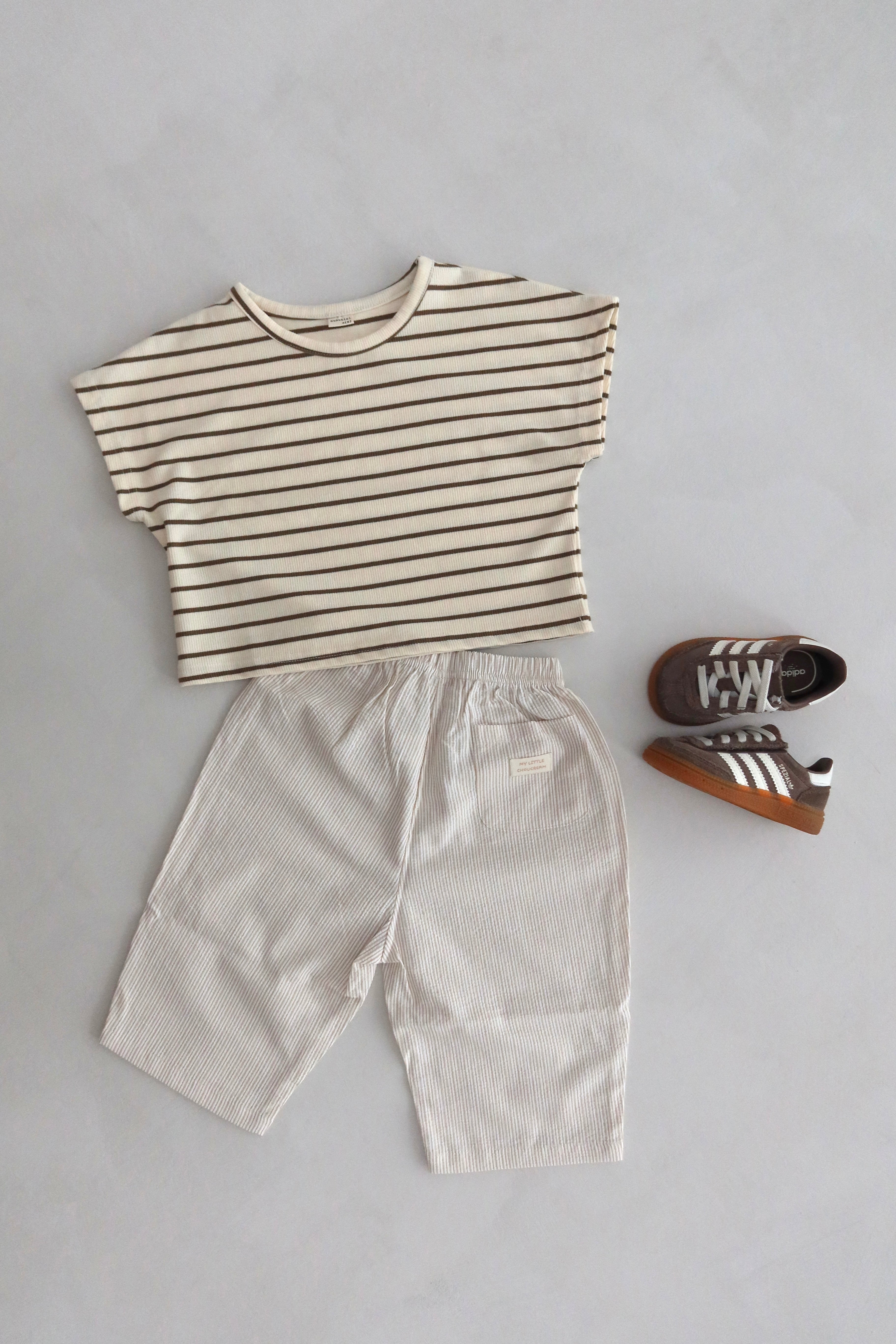 Oversized Striped Tee - Creme