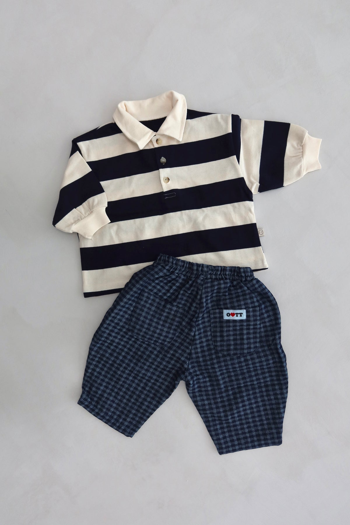 Denim check pants - Blue