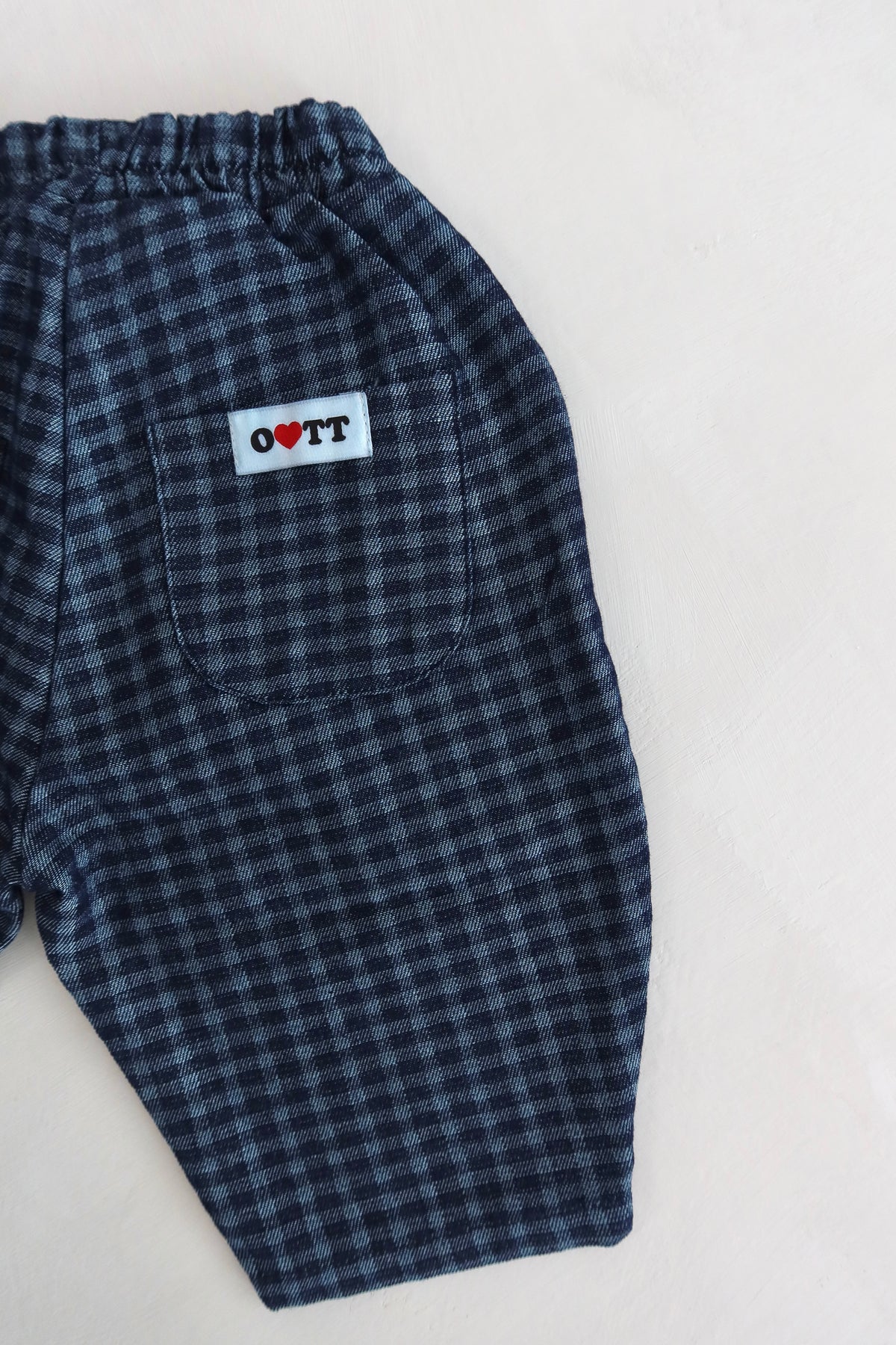 Denim check pants - Blue