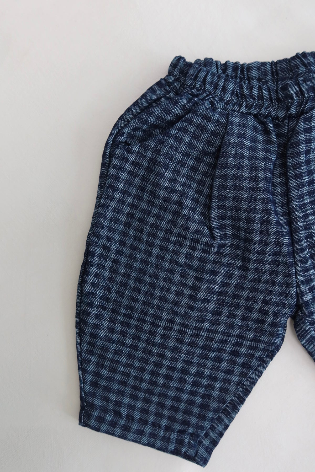 Denim check pants - Blue