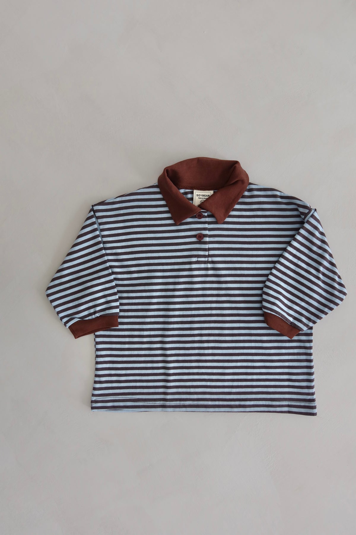 Polo striped long sleeve - Brown/Bleu