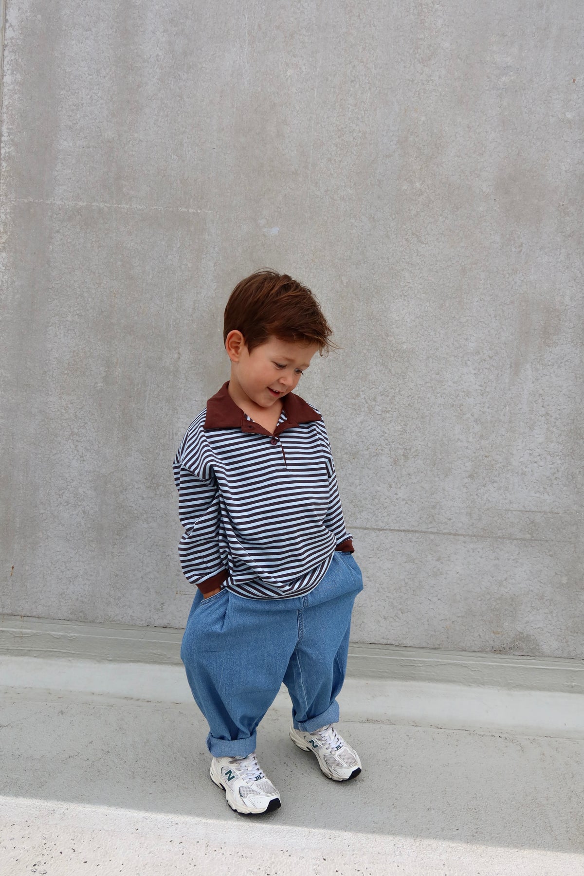 Polo striped long sleeve - Brown/Bleu